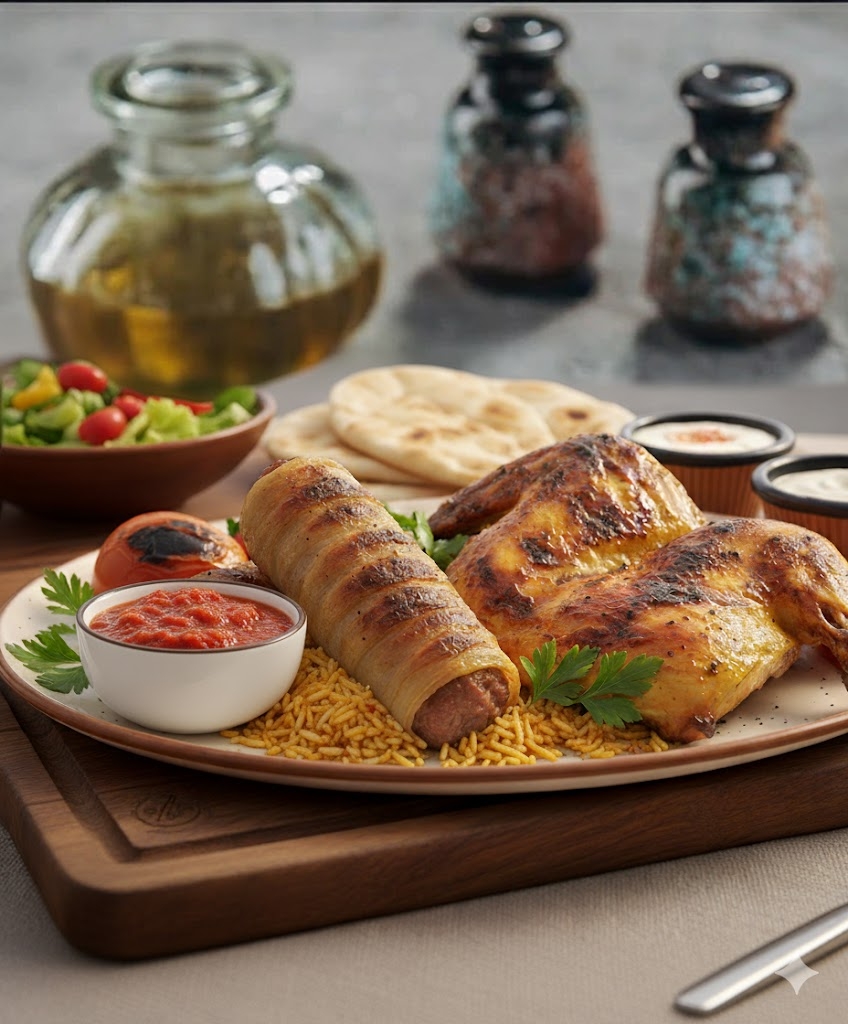 2 قطع كفتة + ربع فرخة صدر